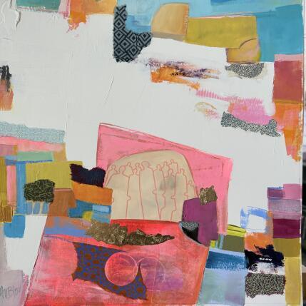 Peinture Refuge par Lau Blou | Tableau Abstrait Acrylique, Collage, Feuille d'or, Pastel