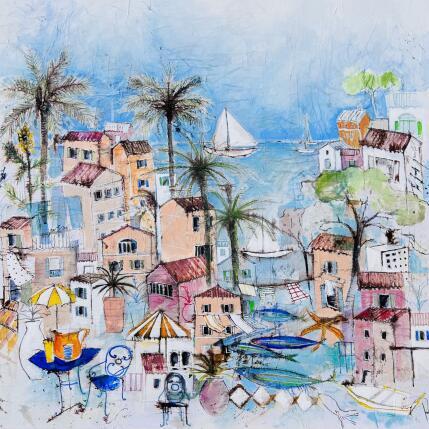 Peinture Lignes de mer par Colombo Cécile | Tableau Art naïf Acrylique, Collage, Encre, Pastel Marine, Nature, Paysages