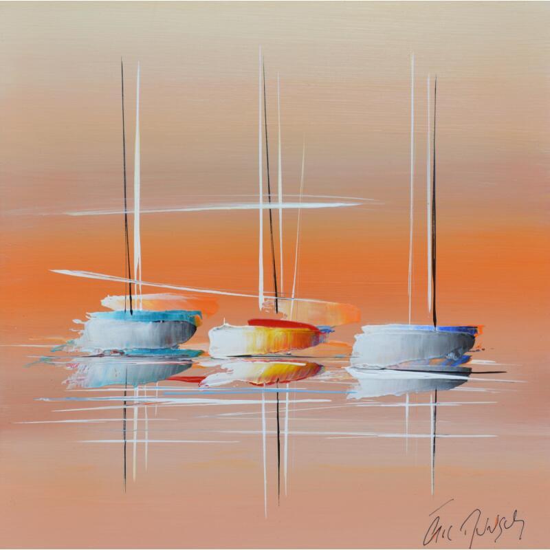 Peinture Un Jour Nouveau par Munsch Eric | Tableau Figuratif Marine Huile Acrylique