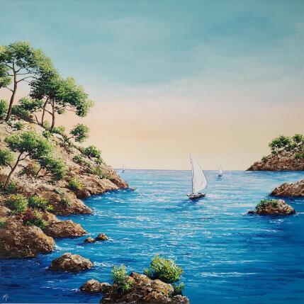 Gemälde Evasion turquoise von Blandin Magali | Gemälde Figurativ Öl Landschaften