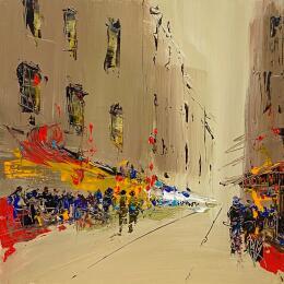 Painting Rue sans fin by Raffin Christian | Painting Figurative Oil Urban