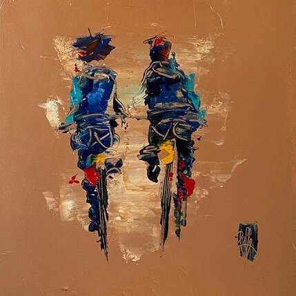 Gemälde Balade à vélo von Raffin Christian | Gemälde Figurativ Öl Alltagsszenen