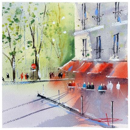 Peinture Sunny corner in Paris par Bailly Kévin  | Tableau Figuratif Aquarelle, Encre Architecture, Urbain
