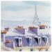Painting Piece and quiet over the parisian roofs by Bailly Kévin  | Painting Figurative Urban Architecture Watercolor Ink