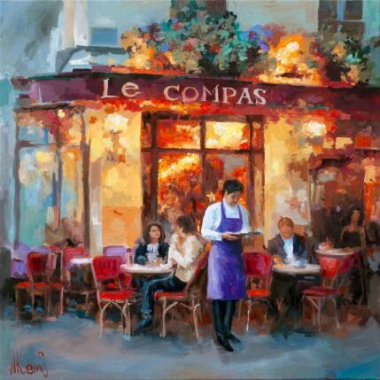 Gemälde Evening Glow at Le Compas von Klemens Alexandr | Gemälde Impressionismus Öl Architektur