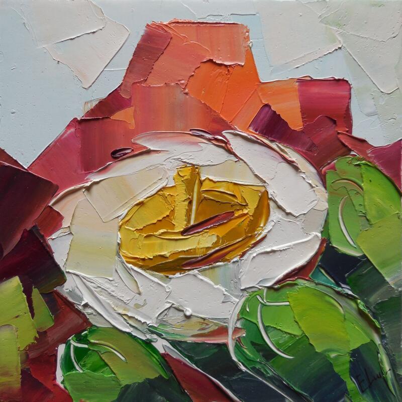 Painting Saguaro flower by Lunetskaya Elena | Painting Figurative Landscapes Nature Minimalist Oil