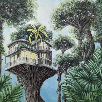 Peinture Isla de los suenos verdes par Geiry | Tableau Matiérisme