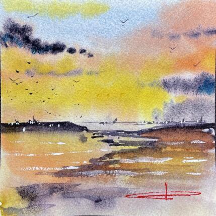 Painting Carnon plage, Montpellier by Bailly Kévin  | Painting Figurative Ink, Watercolor Architecture, Urban