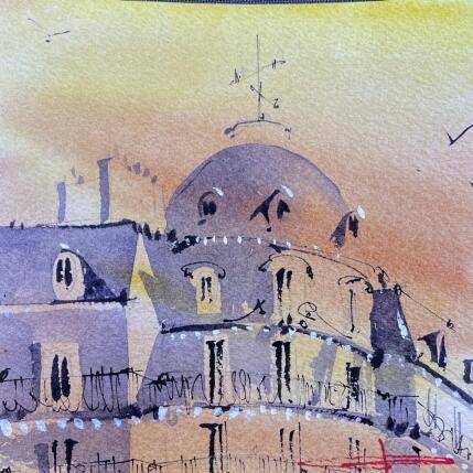 Painting Ombres et lumière sur Montpellier by Bailly Kévin  | Painting Figurative Ink, Watercolor Architecture, Urban