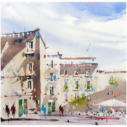 Painting Place Saint Anne, Montpellier by Bailly Kévin  | Painting Figurative Ink, Watercolor Architecture, Pop icons, Urban