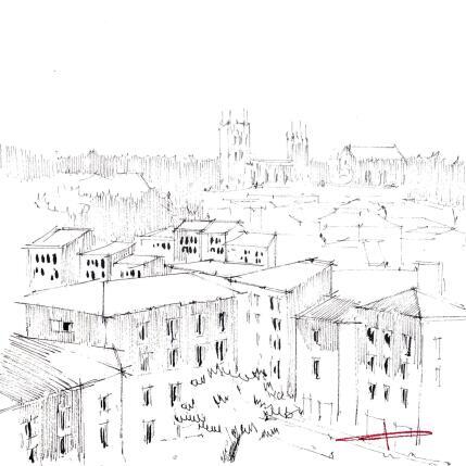 Gemälde Toit, toit mon toit !  von Bailly Kévin  | Gemälde Figurativ Aquarell, Tinte Architektur, Urban