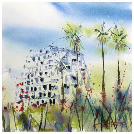 Painting La Grande Motte by Bailly Kévin  | Painting Figurative Ink, Watercolor Architecture, Urban
