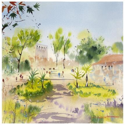 Painting Jardin botanique de Montpellier by Bailly Kévin | Painting Figurative Ink, Watercolor Architecture, Urban