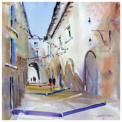 Painting La rue du Bras de Fer, Montpellier by Bailly Kévin  | Painting Figurative Ink, Watercolor Architecture, Urban