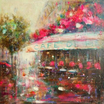 Peinture Café de Flore par Solveiga | Tableau Impressionnisme Acrylique Urbain