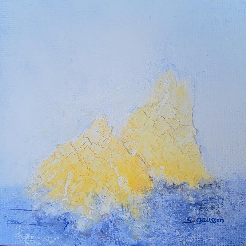 Painting Alone in the world by Gaussen Sylvie | Painting Abstract Landscapes Marine Nature Oil Marble powder