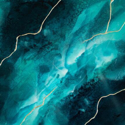 Peinture Lagon rocheux mini par Baroni Victor | Tableau Abstrait Acrylique, Feuille d'or Minimaliste