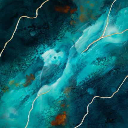 Peinture Récif pétillant par Baroni Victor | Tableau Abstrait Acrylique, Feuille d'or Minimaliste