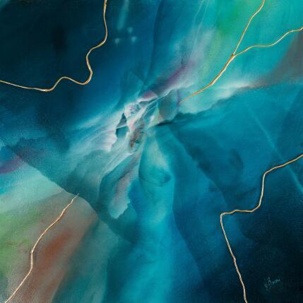 Painting Aube céleste by Baroni Victor | Painting Abstract Acrylic, Gold leaf Minimalist