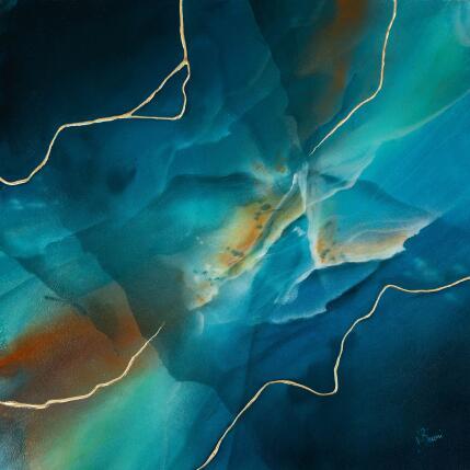 Peinture Aube minérale par Baroni Victor | Tableau Abstrait Acrylique, Feuille d'or Minimaliste