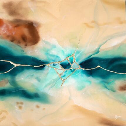 Painting Kintsugi éclatant by Baroni Victor | Painting Abstract Acrylic, Gold leaf Minimalist