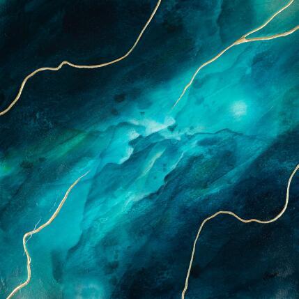 Painting Lagon rocheux by Baroni Victor | Painting Abstract Acrylic, Gold leaf Minimalist