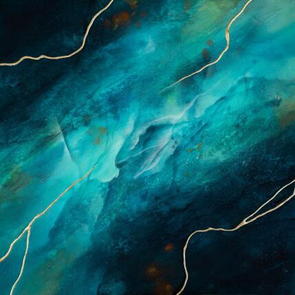 Peinture Récif rocheux par Baroni Victor | Tableau Abstrait Acrylique, Feuille d'or Minimaliste