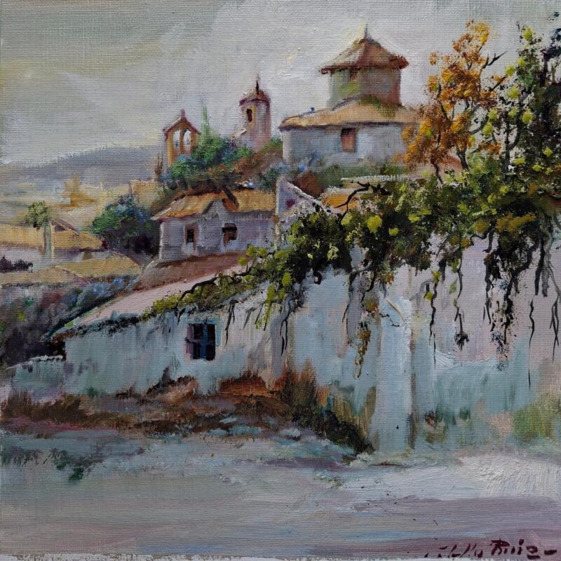 Peinture Camino de la aldea par Cabello Ruiz Jose | Tableau Figuratif Paysages Huile