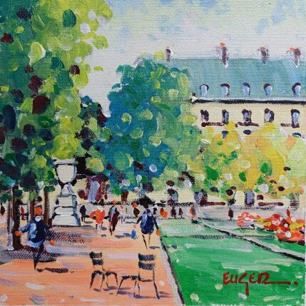Peinture  JARDINS DES TUILERIES A PARIS par Euger | Tableau Figuratif Acrylique Scènes de vie, Urbain