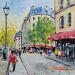Painting LES QUAIS RIVE GAUCHE A PARIS by Euger | Painting Figurative Society Urban Life style Acrylic