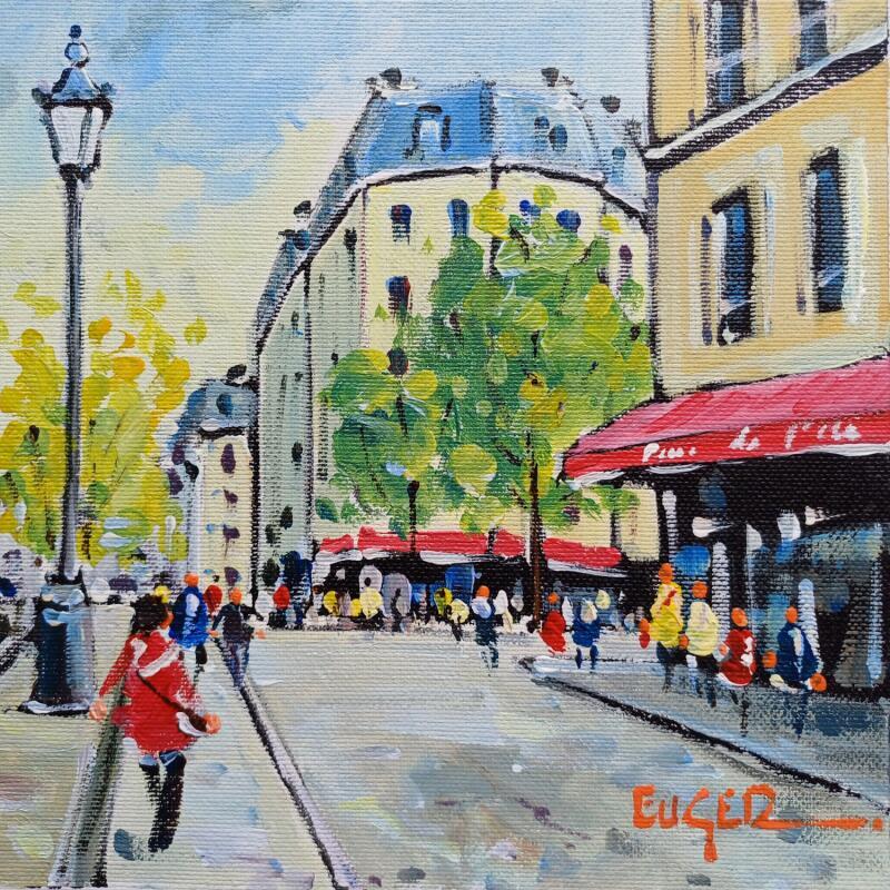 Painting LES QUAIS RIVE GAUCHE A PARIS by Euger | Painting Figurative Society Urban Life style Acrylic