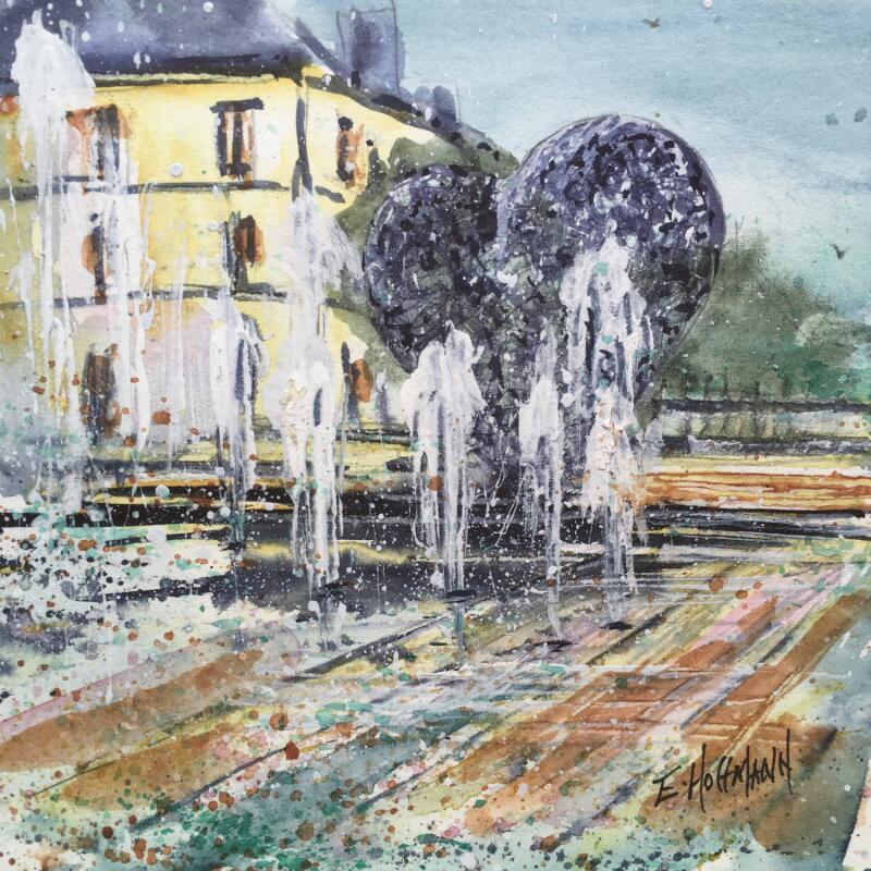 Painting Troyes coeur coulant  by Hoffmann Elisabeth | Painting Figurative Urban Watercolor