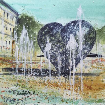 Peinture Troyes les jets du coeur mélodies aquatiques par Hoffmann Elisabeth | Tableau Figuratif Aquarelle Urbain