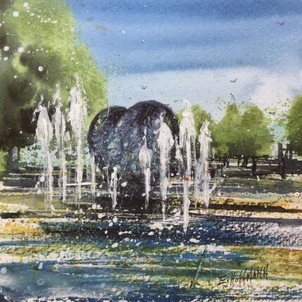 Painting Le coeur en pluie de jets by Hoffmann Elisabeth | Painting Figurative Watercolor Urban