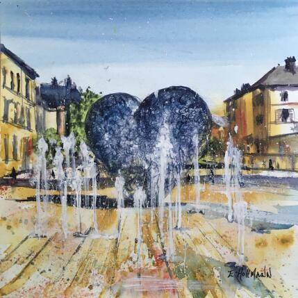 Painting Troyes le cœur et ses jets éclatant  by Hoffmann Elisabeth | Painting Figurative Watercolor Pop icons, Urban