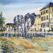 Painting Troyes coeur aquatique symphonie de gouttes  by Hoffmann Elisabeth | Painting Figurative Urban Watercolor