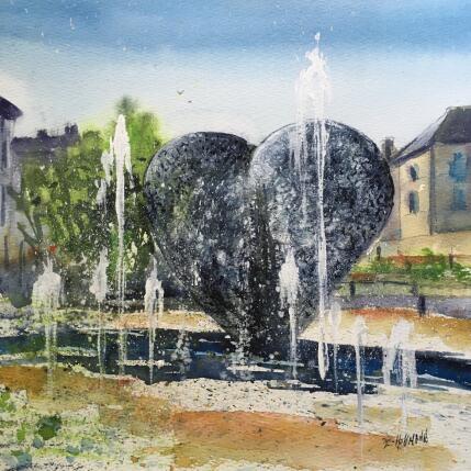 Painting Troyes coeur d’acier âme d'eau by Hoffmann Elisabeth | Painting Figurative Watercolor Urban
