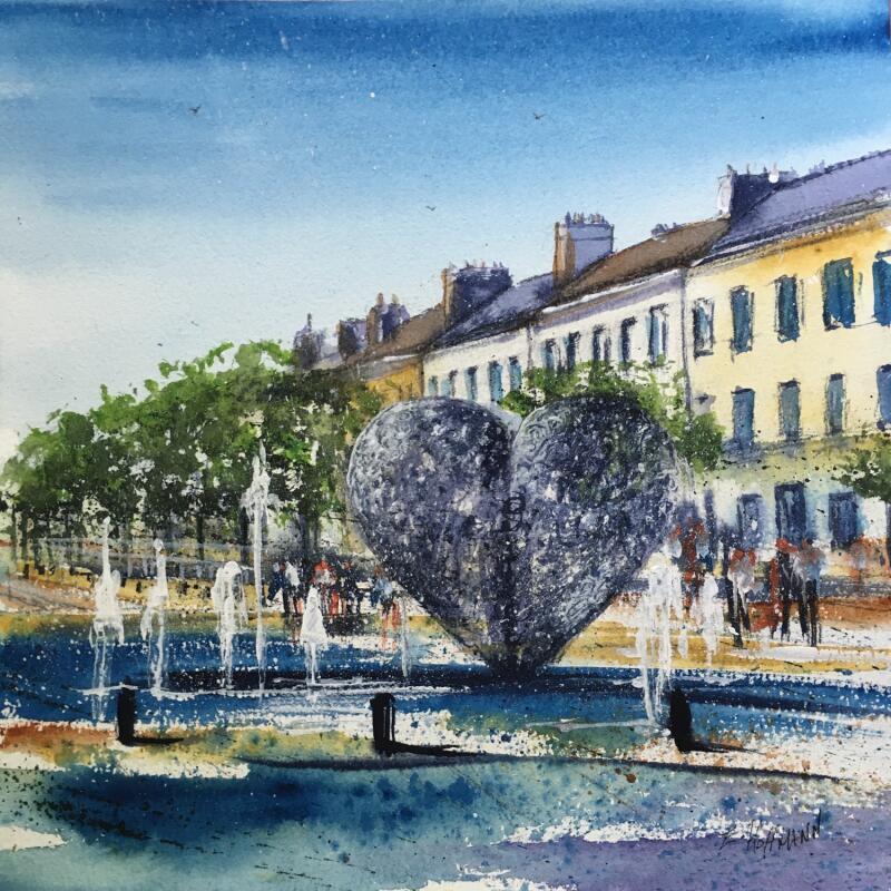 Peinture Troyes secret du coeur de ville par Hoffmann Elisabeth | Tableau Figuratif Urbain Aquarelle