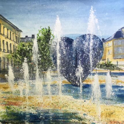 Peinture Troyes au grand Coeur par Hoffmann Elisabeth | Tableau Figuratif Aquarelle Urbain