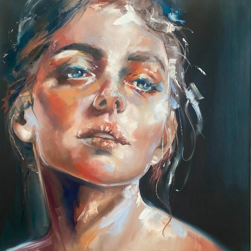 Painting Ogni mio pensiero by Abbondanzia Monica | Painting Figurative Portrait Acrylic
