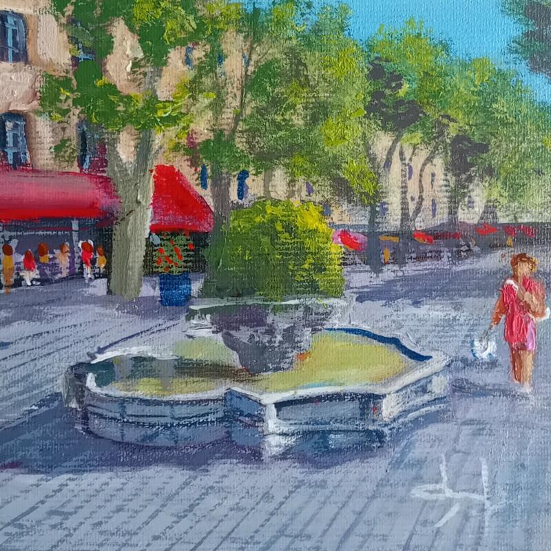 Painting Fontaine des 9 canons à  Aix en Provence  by Degabriel Véronique | Painting Figurative Landscapes Urban Life style Oil