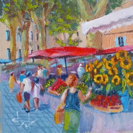 Peinture On va au marché à Aix en Provence  par Degabriel Véronique | Tableau Impressionnisme Huile Paysages, Scènes de vie, Urbain