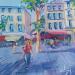 Peinture Cours Mirabeau à Aix en Provence  par Degabriel Véronique | Tableau Impressionnisme Paysages Urbain Scènes de vie Huile