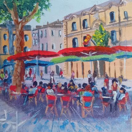Peinture Petite pause place de l'hôtel de ville à Aix en Provence  par Degabriel Véronique | Tableau Impressionnisme Huile Paysages, Scènes de vie, Urbain