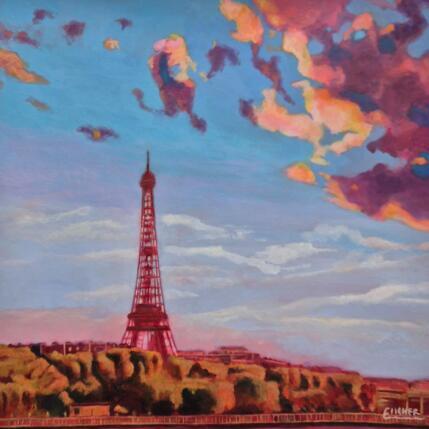 Peinture Regard sur Paris par Emma Fischer | Tableau Réalisme Acrylique Paysages, Urbain