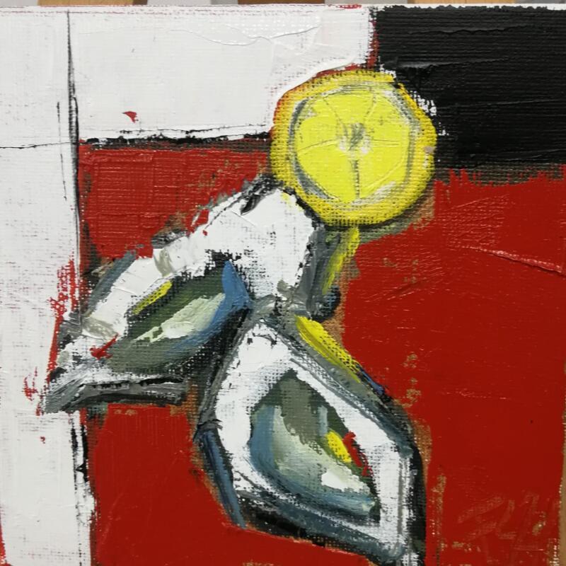 Painting HUITRES ET CITRON 2 by L'huillier Françis | Painting Figurative Still-life Oil