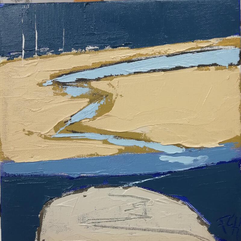 Peinture LA OU LA MER SE RETIRE par L'huillier Françis | Tableau Abstrait Marine Huile