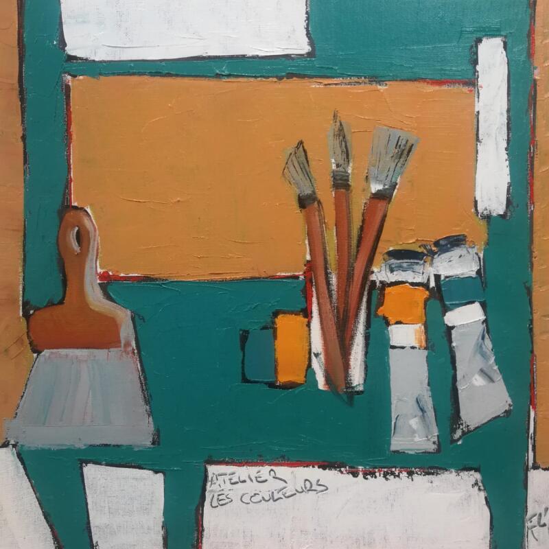 Painting LES INGREDIENTS by L'huillier Françis | Painting Abstract Still-life Oil