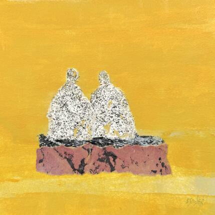 Peinture Sublime lumière par Escolier Odile | Tableau Figuratif Acrylique, Carton, Collage, Papier, Upcycling Minimaliste, Nature, Paysages