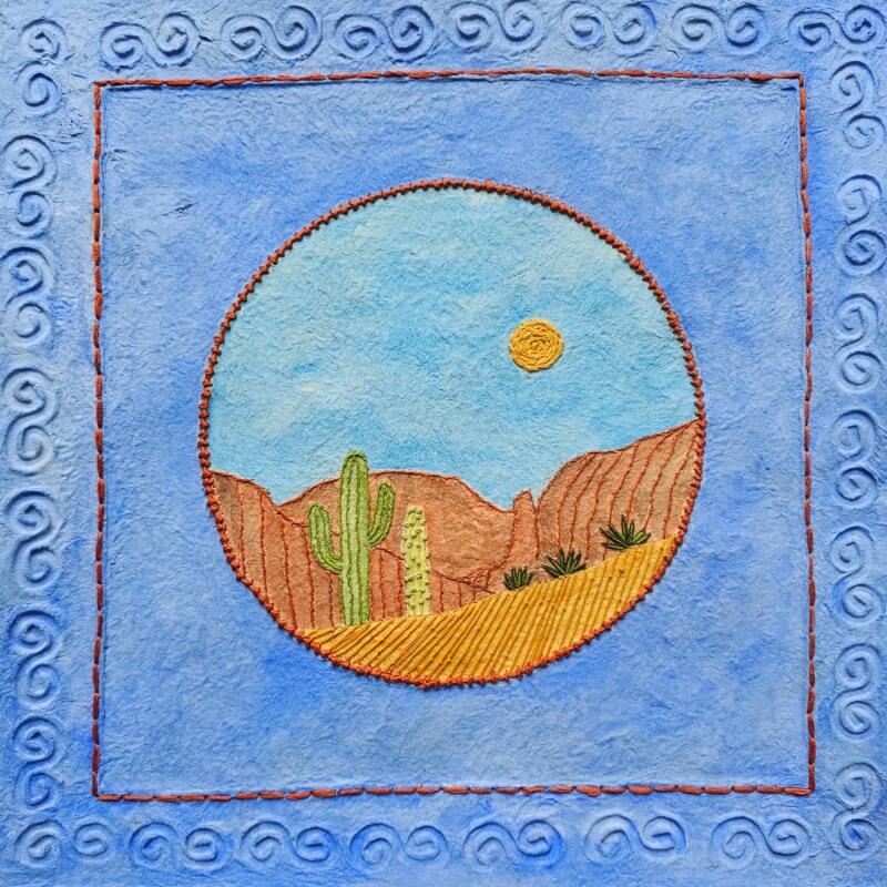 Painting The still Earth by Vazquez Laila | Painting Figurative Landscapes Nature Watercolor Textile Paper